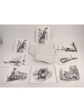 10 Hasty Note Cards Canadian Historical Drawings Art Prints Tonia Marks 1960s